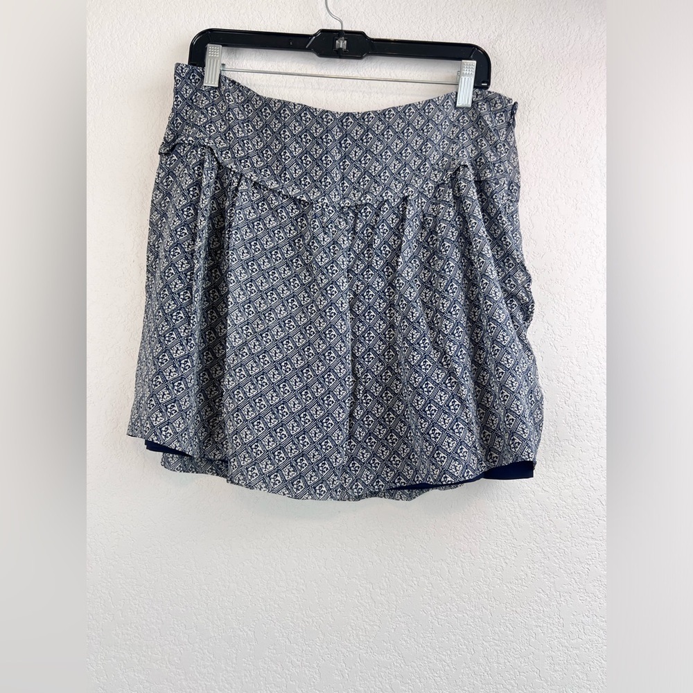 Madewell Silk Patterned Pleated Mini Skirt Size 12
